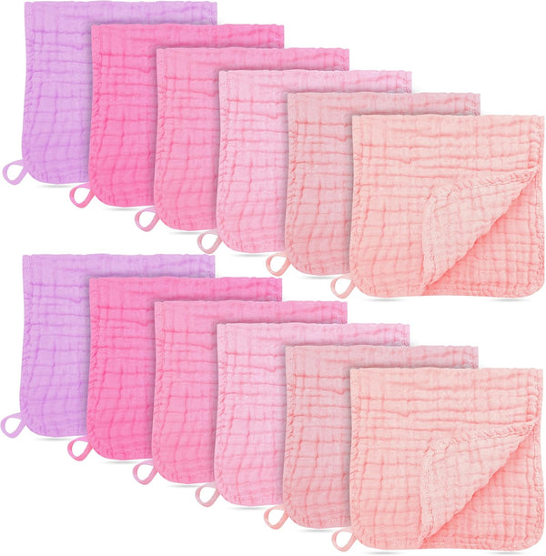 12 Pack Muslin Burp Cloths - Large 20" x 10", Ultra Absorbent