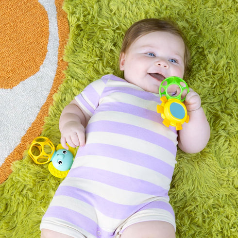 2-Pack Bright Starts Soother Pals Easy-Grasp Teether Toys, Lion and Elephant Characters, BPA Free, Unisex, Ages Newborn