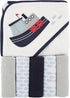 Luvable Friends Unisex Baby Hooded Towel, One Size with Five Washcloths, Tugboat