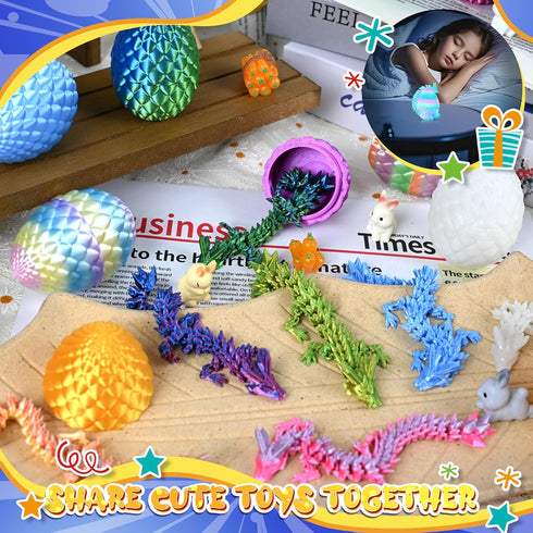 24P 3D Printed Dragon Eggs, Mystery Crystal Dragon Egg for Easter Basket Stuffers, Unique Easter Toys & Decor, Fantasy