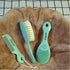3 Piece Baby Hair Brush & Comb Set for Newborns - Soft Goat Bristle Brush, Silicone Bath Brush & Plastic Comb