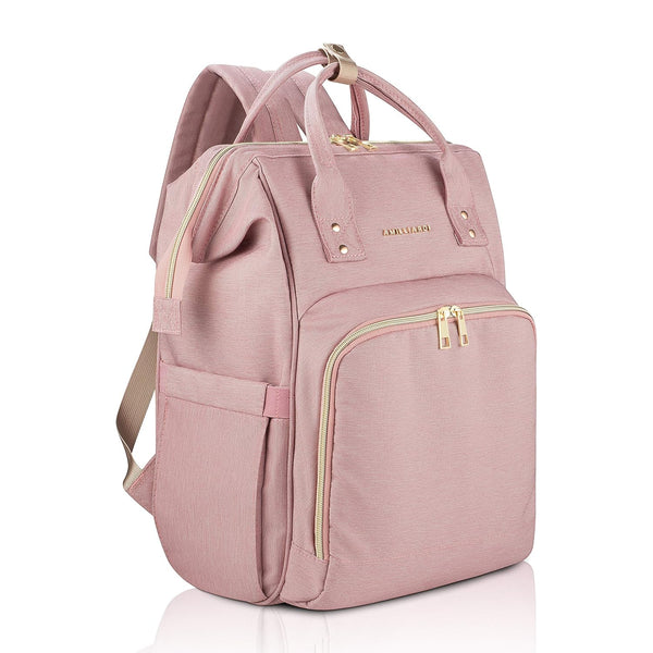 Diaper Bag Backpack Light Pink, Water- Resistant Polyester Baby Bag Detachable Stroller