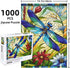 1000 1000 27.5x19.7 Sutinban Stained Glass Dragonfly Piece Puzzles, Jigsaw Puzzle Pieces for Adults, Coolest Adult