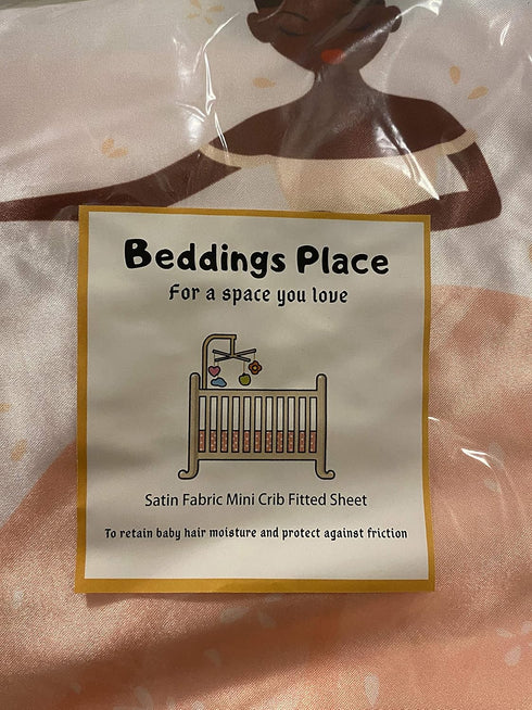Satin Fitted Mini Crib Sheet for Babies, Girls - Ballerina Girls Design, Size 24 x 38 inches, Smaller Than Standard