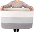 MINTWOOD Design Extra Large Blanket Basket Holder, Rectangle Rope Woven Storage Baskets with Handles, Light Gray