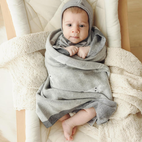 100% Cozy Knit Baby Swaddle Blanket - Luxury Cotton Soft Receiving Swaddle Crib Stroller Blanket for Shower Gift