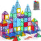 Upgraded Antibacterial Magnetic Tiles 124PCS, Including 4 Large Square Tiles, Magnetic Building