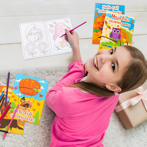 90shine 144PCS 3-5 4-8 Fall Coloring Books for Kids, Thanksgiving Party Favors in Bulk Goodie Bag Stuffers Ages
