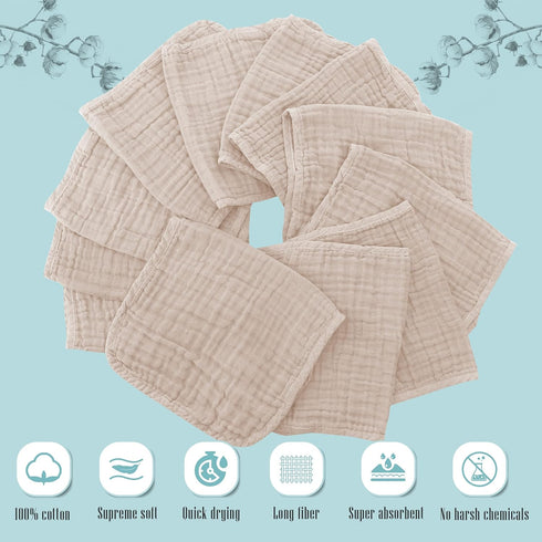 Cute Castle 24 Pack 100% 20'' 10'' Muslin Burp Cloths for Baby - Ultra-Soft Cotton Baby Washcloths - Large by Super