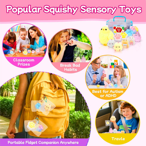 YRSDQueenA 10 Pack 4-8 8-12, Taba Squishy Toys kit with Toy Box & Cute Stickers, Kawaii taba Squishies Stress Relief