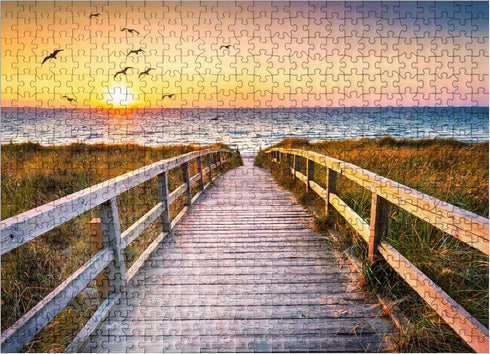MyPuzzle Sunset On Dune Beach in The North Sea - Premium 500 Piece Jigsaw Puzzle for Adults