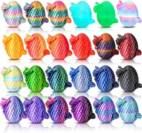 24pcs 3D Printed Dragon Eggs, Articulated Dragon Fidget Toys for Party Favors,