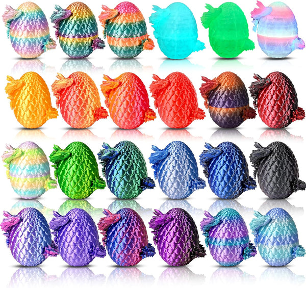 24pcs 3D Printed Dragon Eggs, Articulated Dragon Fidget Toys for Party Favors,