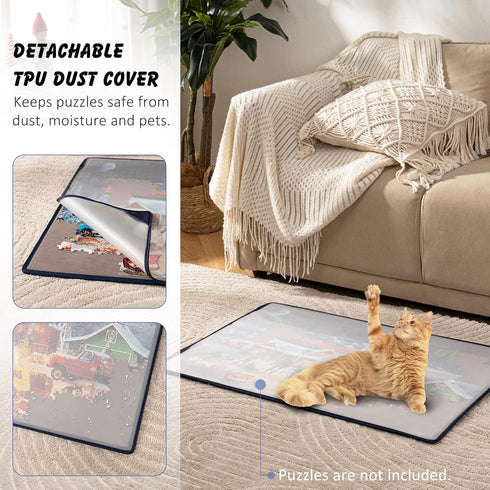 6 1000 30.7 20.9 Tektalk Jigsaw Puzzle Board with Sorting Trays - Portable Puzzle Mat with Dustproof Cover for Storage