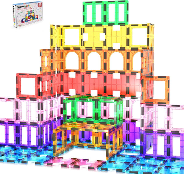 PicassoTiles PT42 Magnetic Blocks, See-Through Shape STEM Toys for Boys & Girls 3+, Educational Playset Compatible with
