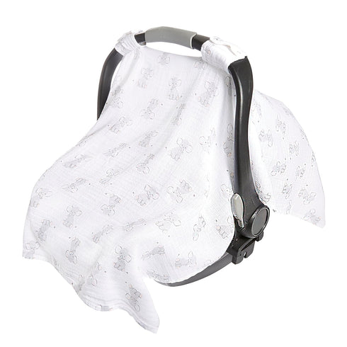 aden + anais Essentials Car Seat Canopy Cover - 100% Cotton Muslin, Lightweight and Breathable, Safari Babes