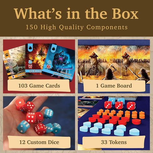 Daily Magic Games Siege of Valeria Board Game - Tower Defense Solo Board Game with Dice Rolling and Combo Cards. Single