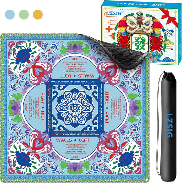 LZSIG Mahjong Mat for Table (33"33"), 3mm Anti-Slip Noise Reduction Gaming Mat