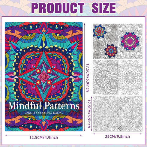 24 Liliful Pcs Mindful Coloring Book Bulk for Adult DIY Art Stress Relief Drawing Book with Relaxing Mindfulness
