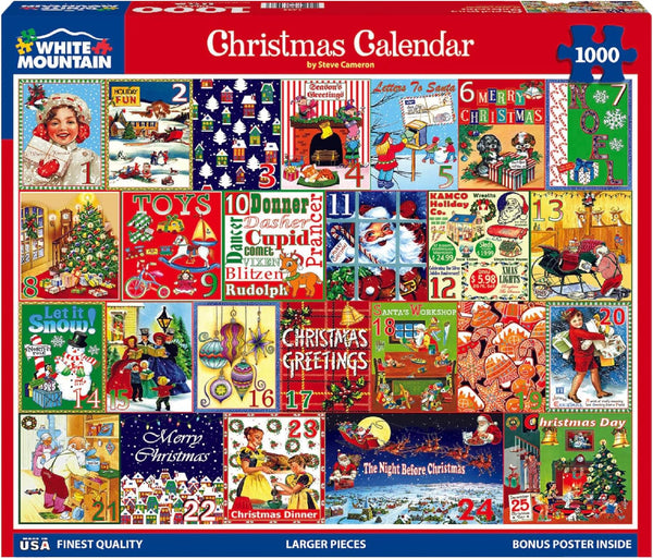 White Mountain 1000 Piece Jigsaw Puzzle Winter Christmas Holiday Puzzles for Adults