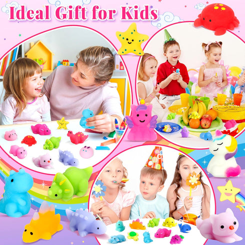 OCTERIC 150 Pack Pack Mochi Squishy Toys Kawaii Squishies Stress Relief Toys Boys Girs Party Favors Bulk Birthday Gifts