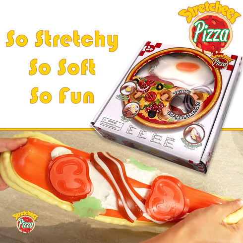 Sets Stretcheez Pizza - Play Food for Kids - Stretchy Pretend Food & Toppings - Mix & Match - Collect Them All - Works