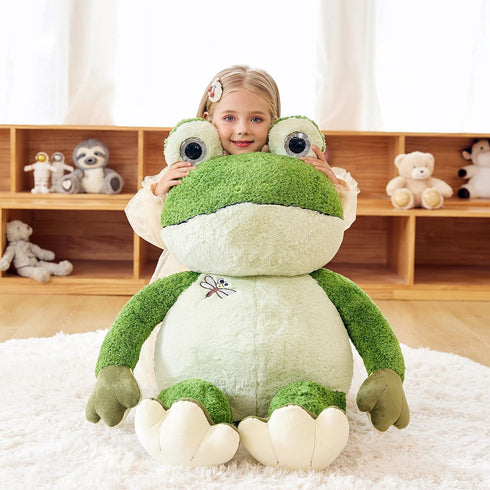 Giant Frog Stuffed Animal Plush Toy - 30 Inches Green Jumbo Cute Soft Toy for Kids and Girls