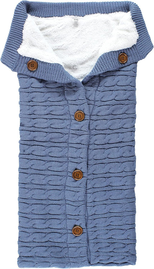 Hudson Baby Unisex Baby Sherpa Knitted Baby Lounge Stroller Wrap Sack, Coronet