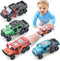 Diecast Toy Trucks 4 Pack, Pull Back Toy Cars with Openable Doors for Boys and Toddlers (Colorful)