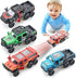 Diecast Toy Trucks 4 Pack, Pull Back Toy Cars with Openable Doors for Boys and Toddlers (Colorful)