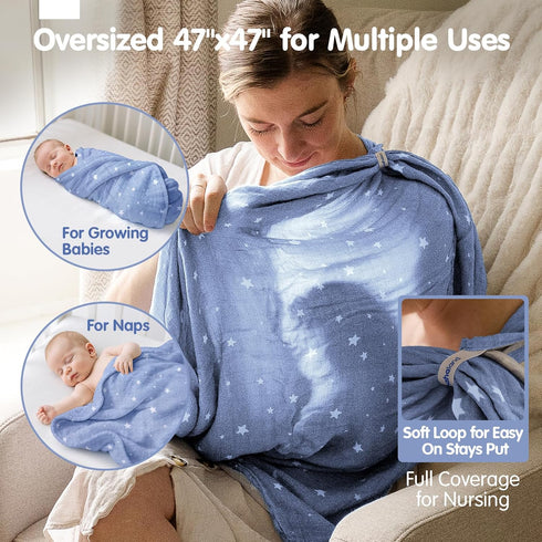 3-Pack, 1 (47" 47") 2 (38" 40") hahaland Muslin Swaddle Blankets Bamboo - Large x & Standard x - Breathable Silky Soft