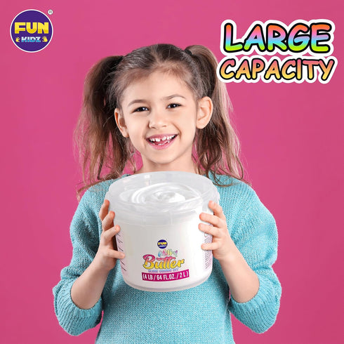4 LB Milky Butter Slime Bucket Gift for Girls, FunKidz 64 FL OZ Soft White Scented Slime Kit with 29 Add-Ins for Kids