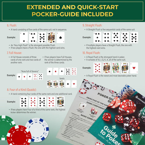 Set 300 11.5 Set 2 Queensell Poker with Poker Chips Gram for Texas Holdem Professional Weight Poker Chips with Decks