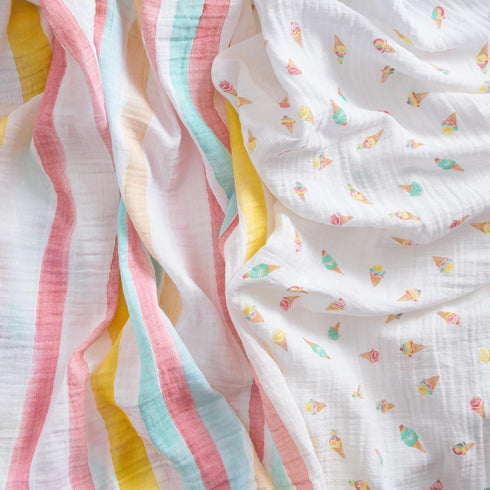 2 Pack, aden + anais Essentials Cotton Muslin Swaddle, Breathable Baby Blanket, Ideal for Boys, Girls, Newborns, Babies