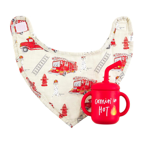 Fire Truck Bib and Cup Set