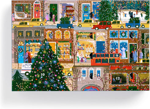 Galison Winter Lights Christmas Countdown – 12 Days of Puzzles Featuring Images of Winter City Fun