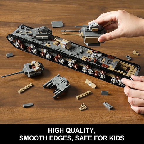 MISTBUY 1165-Piece WW2 Sets 8 Set Army Tank Toys Building Compatible with Lego, Create A Large KV-VI Military Models