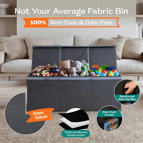 37"x16"x14" SoftOwl Extra Large Toy Storage Organizer with Lid - Sturdy, Collapsible Toy Chest Storage Box Design