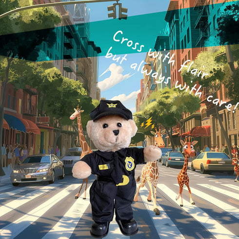 14 Inch Singing Dancing Police Teddy Bear Playing Bad Boys What You Gonna Do Song Musical Interactive Stuffed Animal