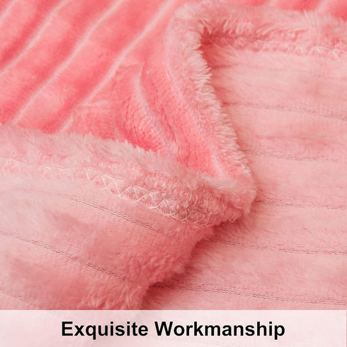 NTBAY Plush Flannel Oversized Baby Blanket, 50X60 Inches Soft Warm Toddler Blanket, Pink