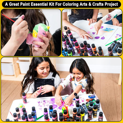 Set 42PCS, 15 4 (2 oz JOYIN Washable Tempera Paint for Kids Non Toxic Liquid Paint with Brushes and Palettes - Art