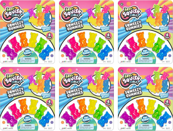 JA-RU Mini Gummi Bears Pencil Toppers for Kids (6 Pack, 6 Bears