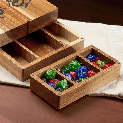 Wooden Magnetic Dice Tower with Dice Tray for Dungeons and Dragons - Portable Dice Roller Tower for Tabletop RPG Games