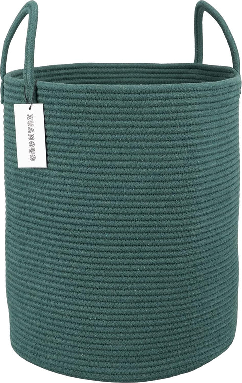 XUANGUO Cotton Rope Laundry Basket Hamper for Clothes Woven Storage Basket for