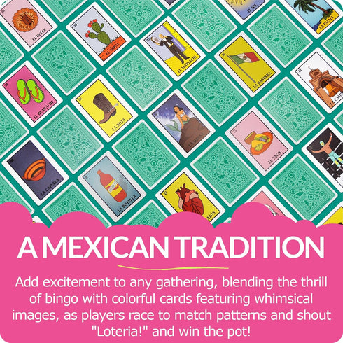 Loteria Traditional Loteria Mexicana Game - 20 Player Water-Resistant PVC Boards and Card Deck for Cinco de Mayo,