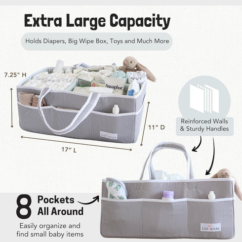 Lily Miles Baby Diaper Caddy - Organizer Tote for Infant Boy or Girl - Baby Shower Basket - Nursery Must Haves
