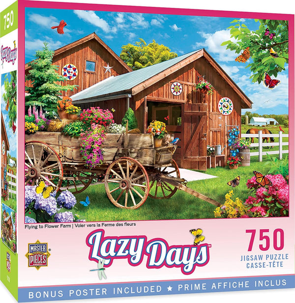 Masterpieces 750 Piece Jigsaw Puzzle for Adults and Family - Flying to Flower Farm - 18"x24"