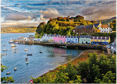 MyPuzzle View of Portree Before Sunset Isle of Skye Scotland - Premium 1000 Piece Jigsaw Puzzle for Adults