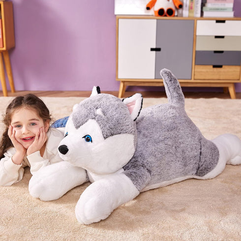 IKASA Giant Husky Stuffed Animal Plush Toy - 30" Large Dog Puppy, Cute Jumbo Soft Fluffy Plushie, Gifts for Kids