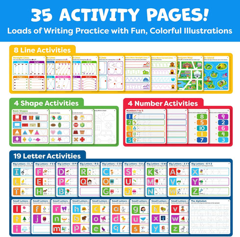 3-5 4 3 4 Preschool Learning Activities - Letter Tracing Books for Kids Ages - Toddler Handwriting Practice - Learning